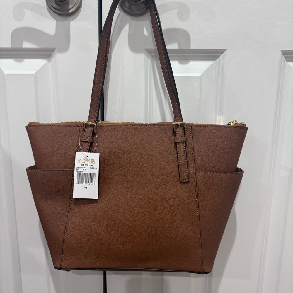 Michael Kors Brown Saffiano Tote with Gold Hardware - Picture 3 of 5